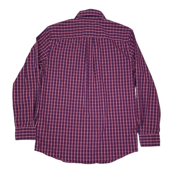 Chaps Stretch Easy Care Red & Navy Plaid Long Sleeve Button-Down Shirt Small - Picture 2 of 7